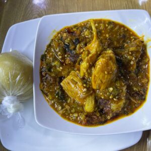 OKRO SOUP EBA AND BEEF